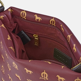 Bolso "EL CABALLO" asa corta estampado caballitos color granate marrón - Imagen 2